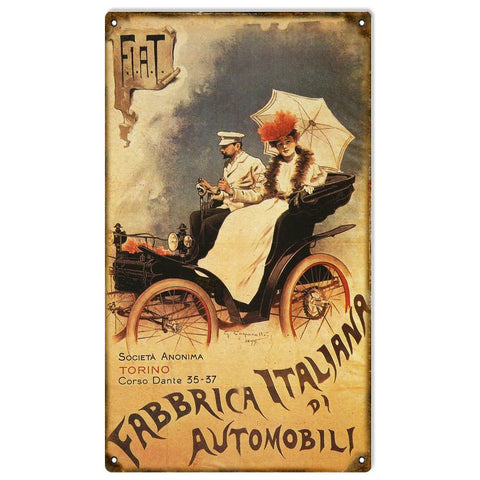 Vintage FIAT Automobile Metal Sign