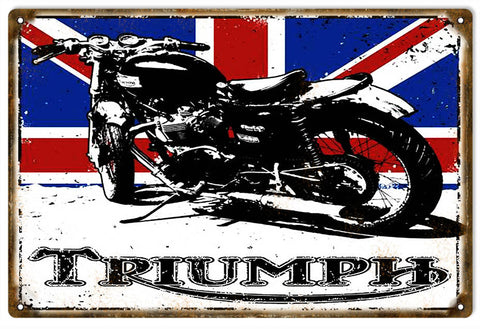 Vintage Triumph Motorcycle Metal Sign