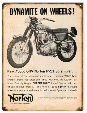 Vintage Norton Motorcycle Metal Sign