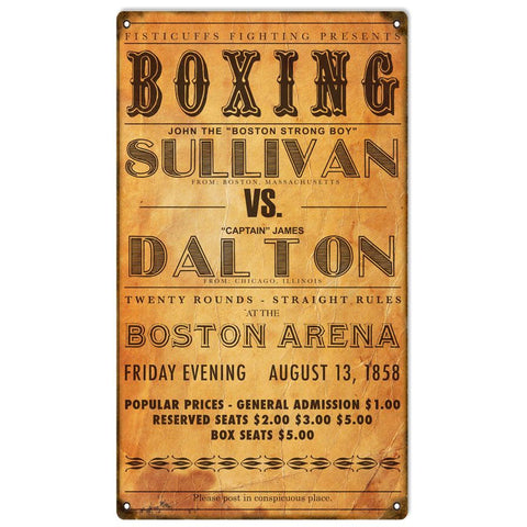 Vintage Sullivan VS Dalton Boxing Metal Sign