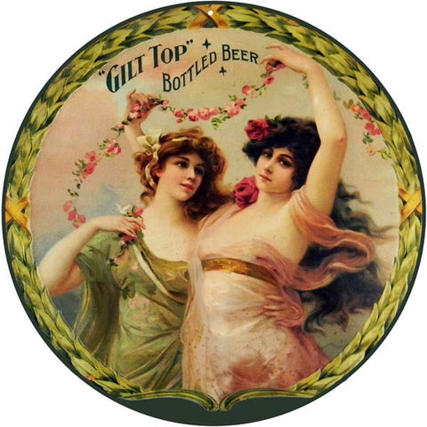 Vintage Gilt Top Beer Metal Sign