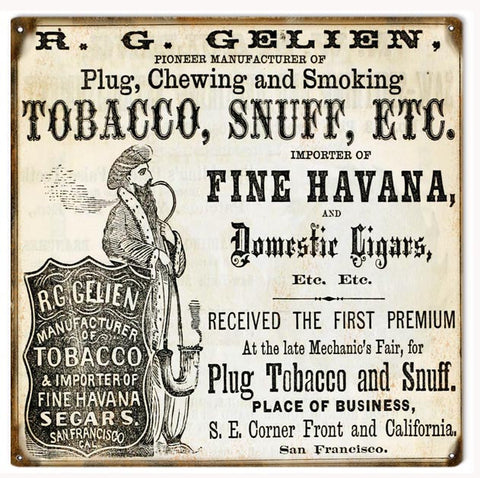 Vintage R G Glenn Chewing Tobacco Metal Sign