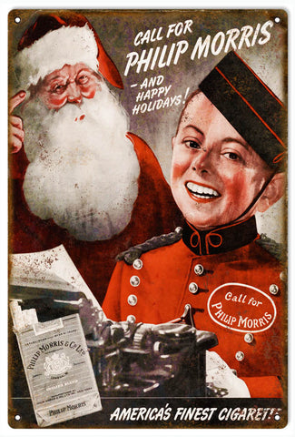 Vintage Philip Morris Cigarettes Metal Sign
