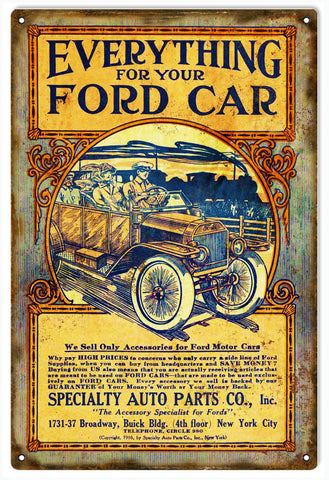 Vintage Ford Auto Parts Metal Sign