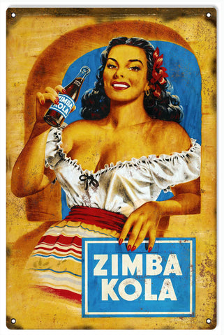 Vintage Zimba Kola Metal Sign