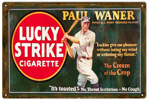 Vintage Lucky Strikes Cigarette Metal Sign