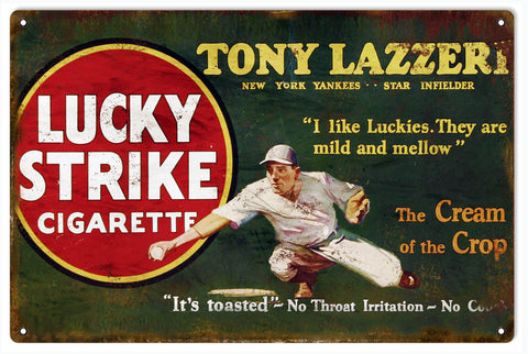 Vintage Lucky Strikes Cigarette Metal Sign