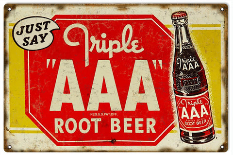 Vintage AAA Root Beer Metal Sign