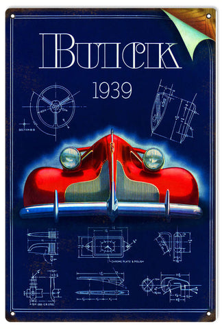Vintage Buick 1939 Metal Sign