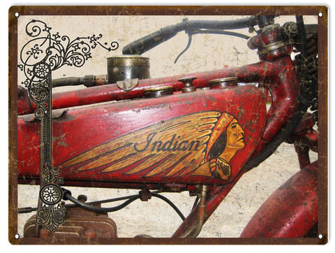 Vintage Indian Motorcycle Metal Sign