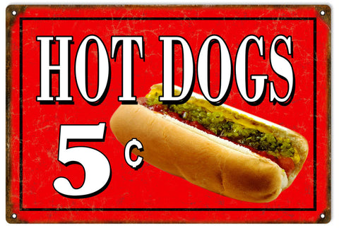 Vintage Hot Dog Metal Sign