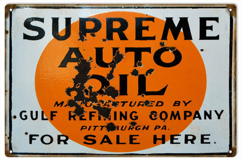 Vintage Gulf Refining Motor Oil Metal Sign