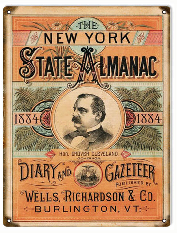 Vintage New York State Almanac Metal Sign