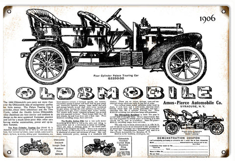 Vintage 1906 Oldsmobile Metal Sign