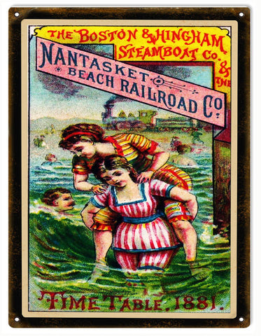 Vintage Boston And Hingham Metal Sign