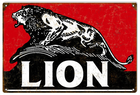 Vintage Lion Motor Oil Metal Sign