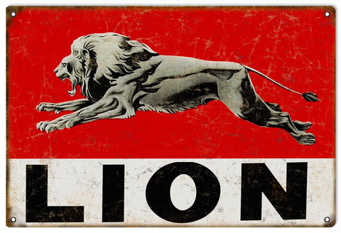 Vintage Lion Motor Oil Metal Sign