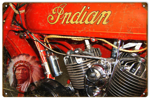 Vintage Indian Motorcycle Metal Sign