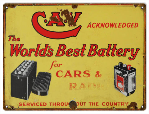 Vintage CAV Battery Metal Sign