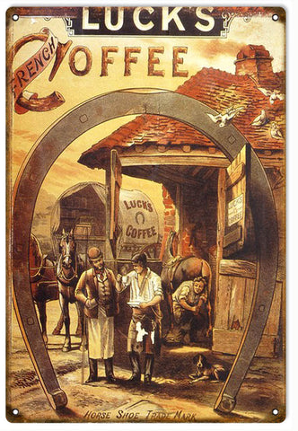 Vintage Lucks Coffee Metal Sign