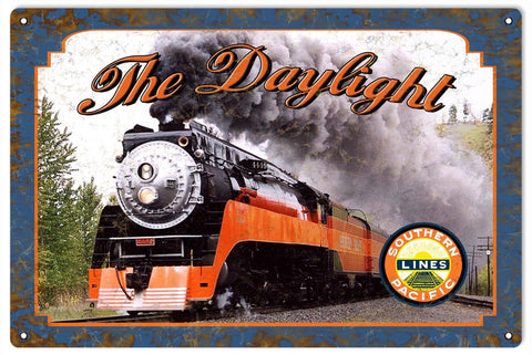 Vintage Southern Pacific Daylight Railroad Metal Sign
