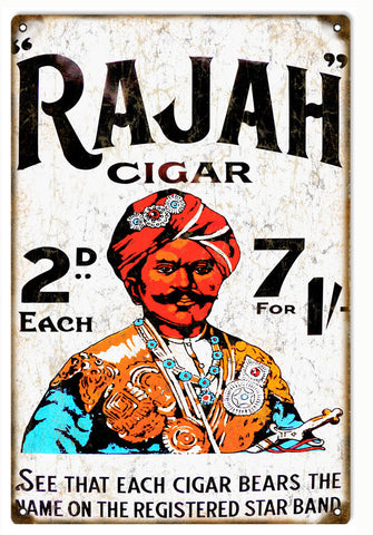 Vintage Rajah Cigar Metal Sign