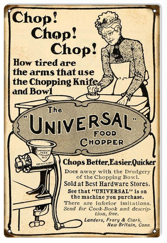 Vintage Universal Food Chopper Metal Sign