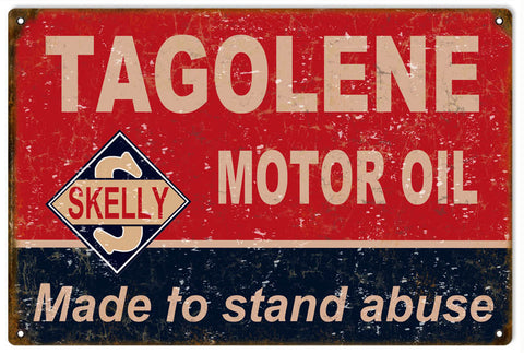 Vintage Tagolene Skelly Motor Oil Metal Sign