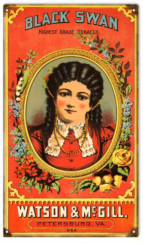 Vintage Black Swan Tobacco Metal Sign