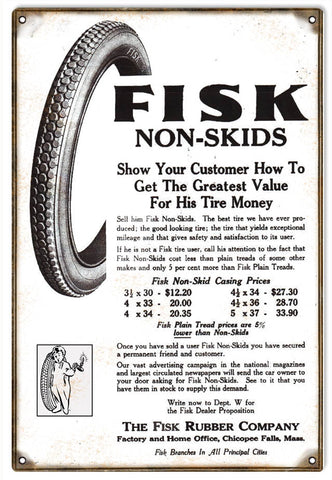 Vintage Fisk Tire Metal Sign