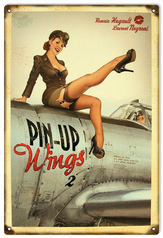Vintage Aviation Pin Up Girl Metal Sign