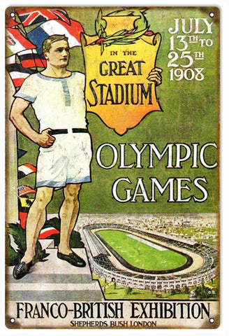 Vintage 1908 Olympic Games Metal Sign