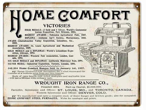 Vintage Home Comfort Range Metal Sign