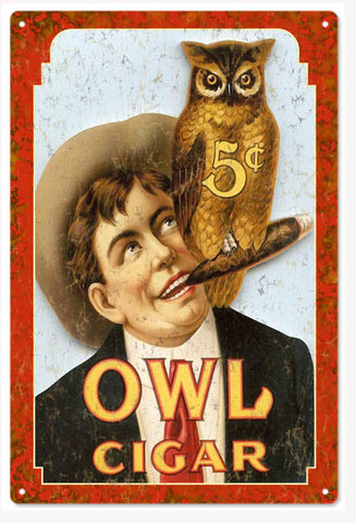 Vintage OWL Cigar Metal Sign