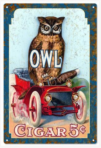 Vintage OWL Cigar Metal Sign