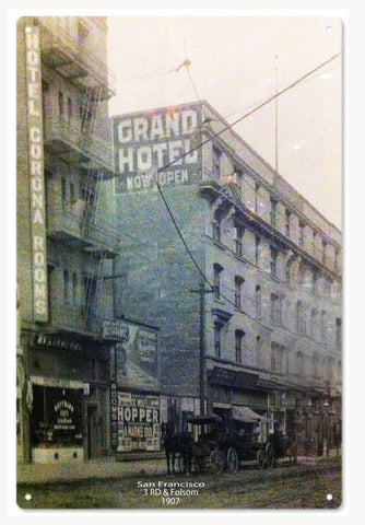 Vintage San Francisco Grand Hotel 1907 Metal Sign