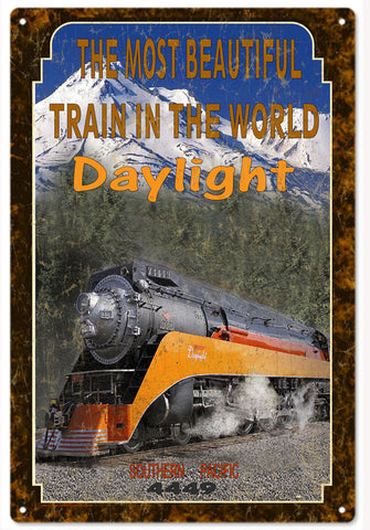Vintage Southern Pacific Daylight Railroad Metal Sign