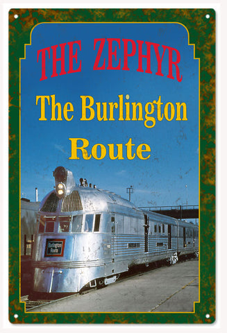 Vintage The Zephyr Railroad Metal Sign