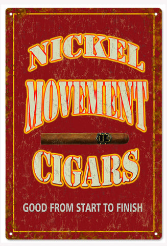 Vintage Nickel Movement Cigars Metal Sign