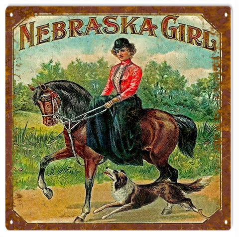 Nebraska Girl Vintage look Cigar sign
