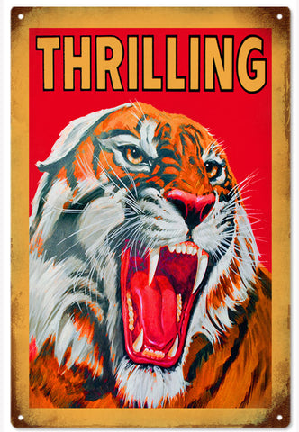 Thrilling Lion Circus Metal Sign