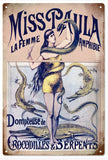 Miss Paula La Femme Amphibie Circus Metal Sign