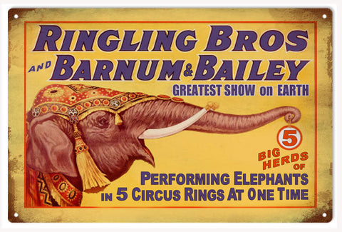 Vintage Ringling Bros And Barnum Bailey Metal Sign