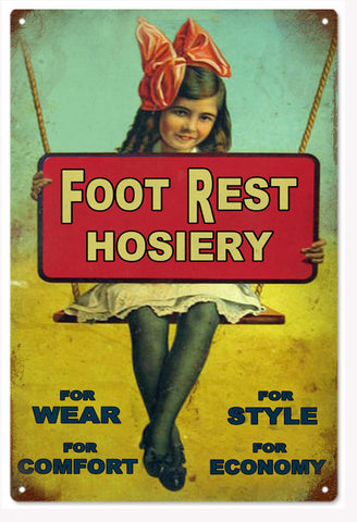 Foot Rest Hosiery 12x18 Vintage Metal Sign