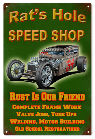 Rats Hole Speed Shop Metal Sign