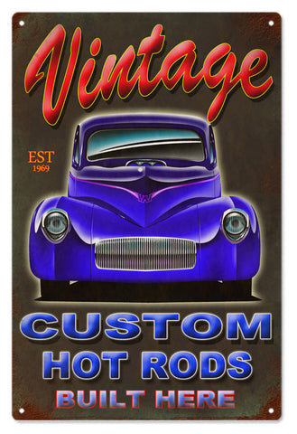 Vintage Custom Hot Rod Metal Sign