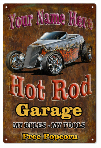 Hot Rod Garage Metal Sign