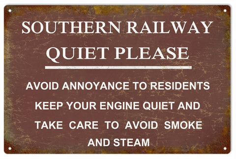 Southern Railway Quiet Please Metal Sign