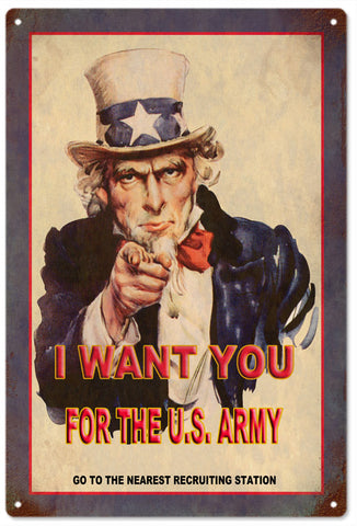 Uncle Sam wants you for the US Army Metal Sign