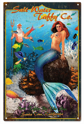 Salt Water Taffy Company,Santa Cruz, Ca Metal Sign